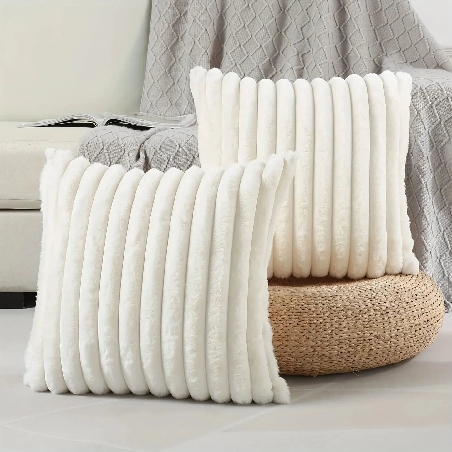 1pc Stripe Corduroy Pillow Case